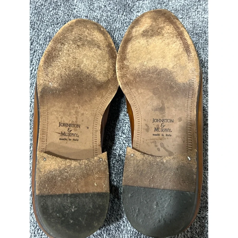Johnston & Murphy Cellini MensTan Leather Tassel Loafers Made in Italy Size 11.5